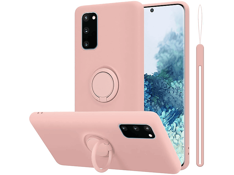 CADORABO Hülle im Case S20 PINK Samsung, LIQUID Style, Galaxy Liquid Backcover, Ring Silicone FE