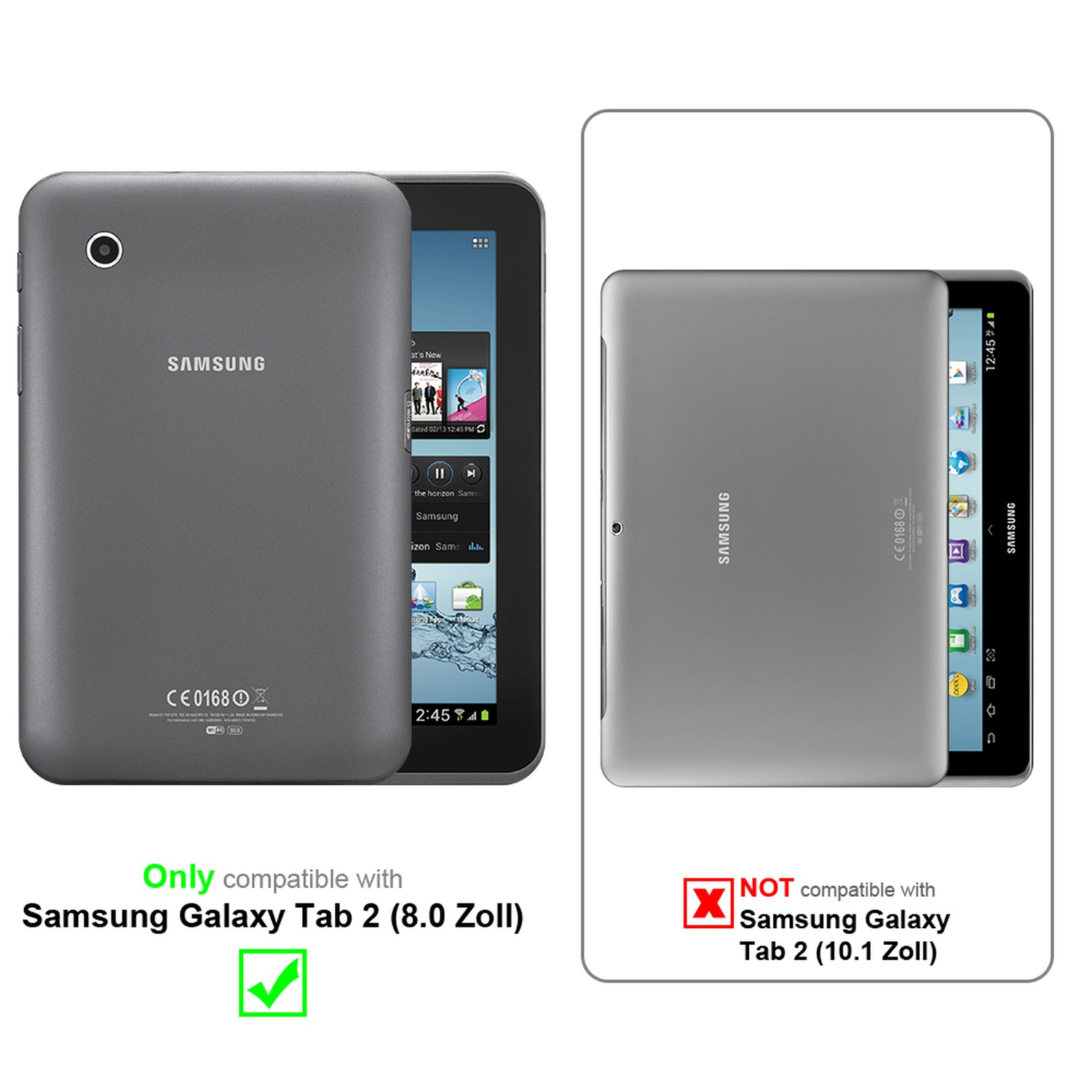 CADORABO Schutzglas Tablet Schutzfolie(für Zoll)) (8 Galaxy Tab 2 Samsung
