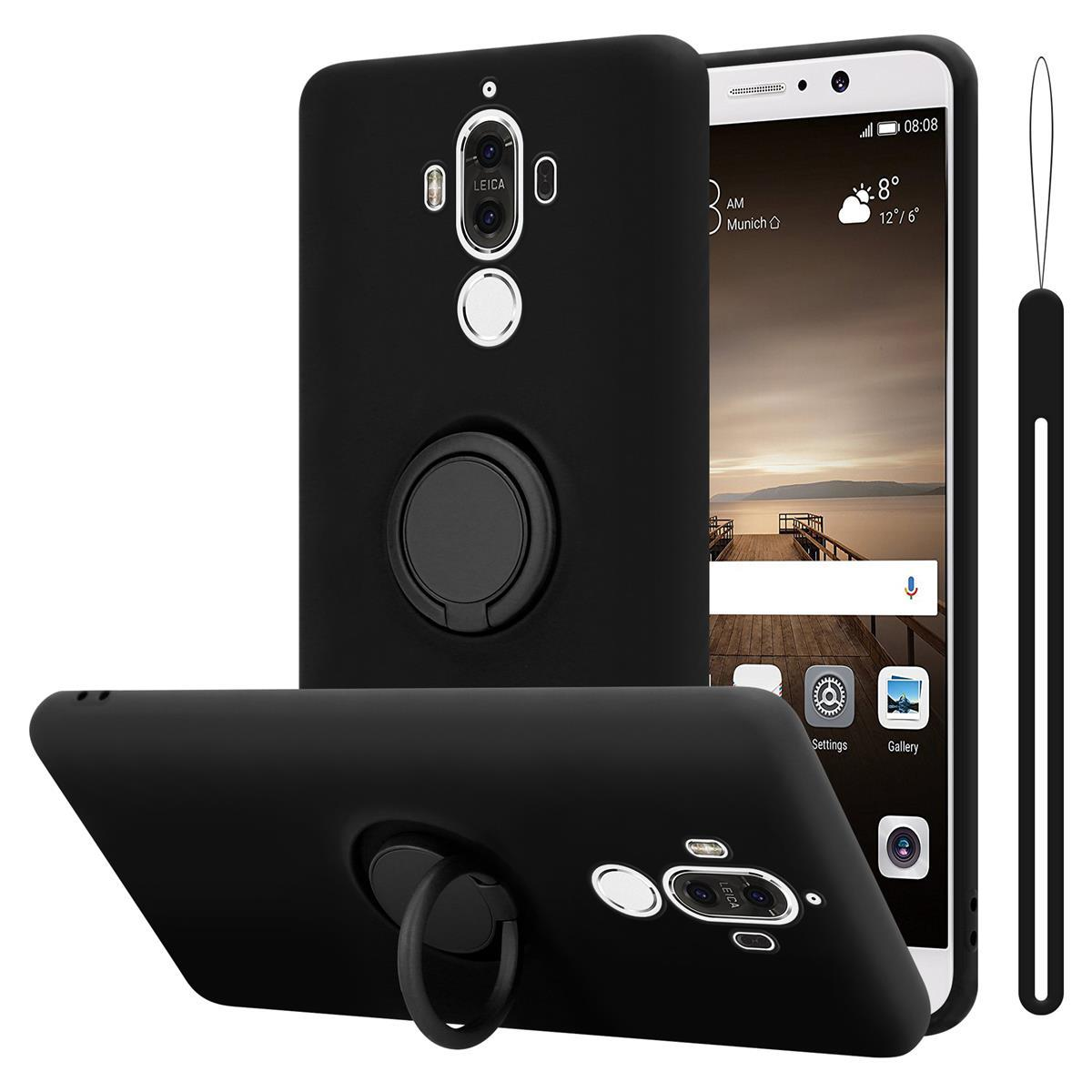 CADORABO Hülle im Huawei, MATE LIQUID Ring Case SCHWARZ Backcover, Style, Silicone 9, Liquid
