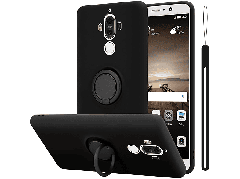 CADORABO Hülle im Liquid Ring Silicone Case Style, Backcover, Huawei, MATE 9, LIQUID SCHWARZ