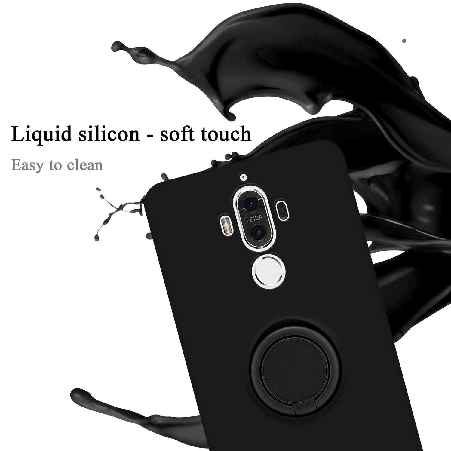 SCHWARZ Style, Silicone Huawei, Hülle CADORABO 9, Case MATE LIQUID im Backcover, Ring Liquid