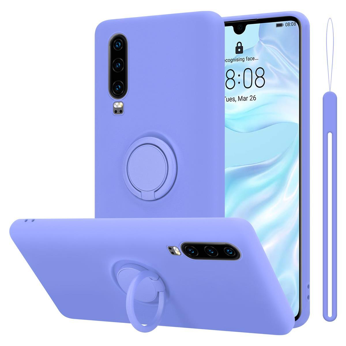CADORABO Hülle im Liquid LILA LIQUID Case Backcover, Silicone Ring Huawei, P30, Style, HELL