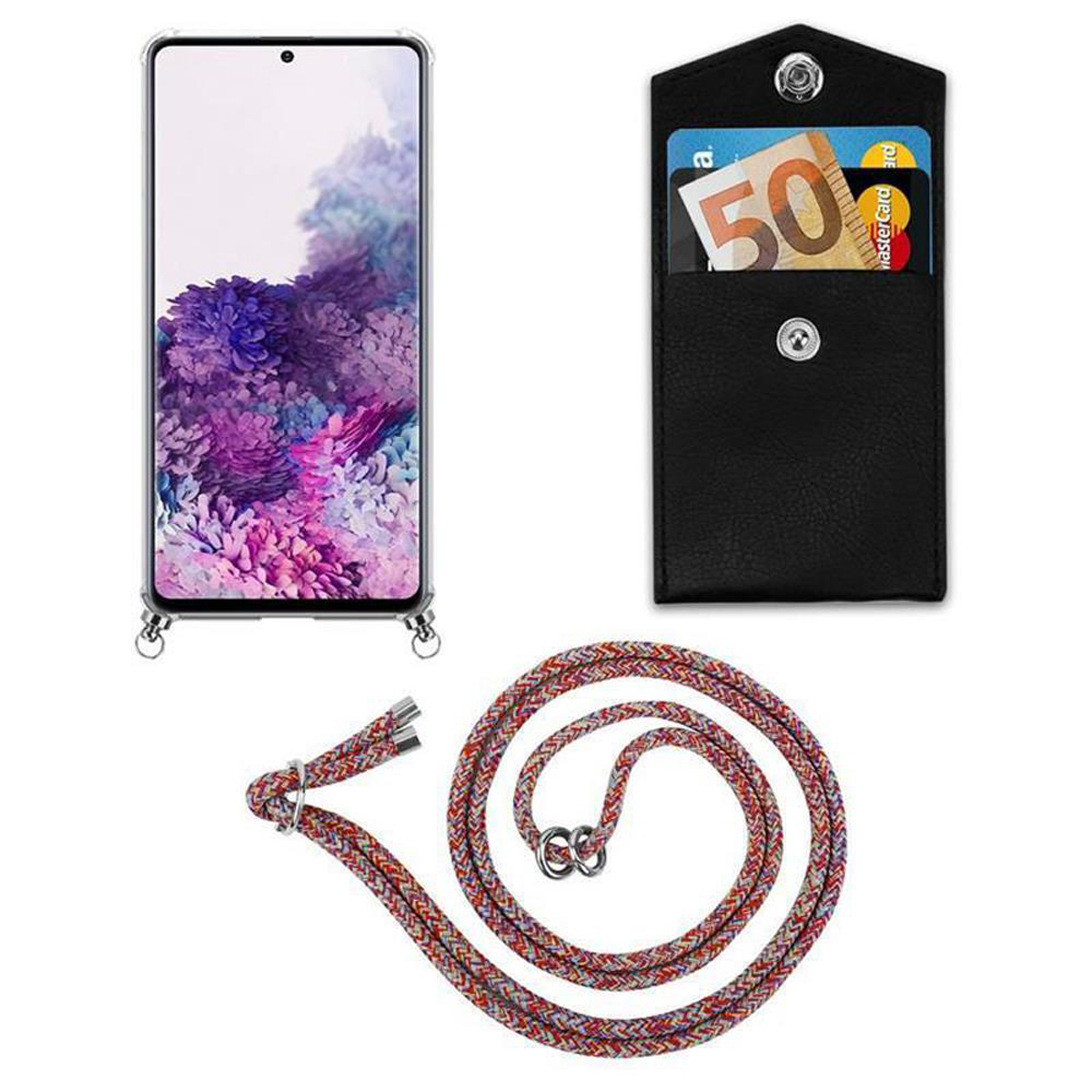 Handy Kordel Hülle, Silber abnehmbarer PARROT CADORABO COLORFUL 4G, Samsung, und Kette A71 Band Backcover, Ringen, Galaxy mit
