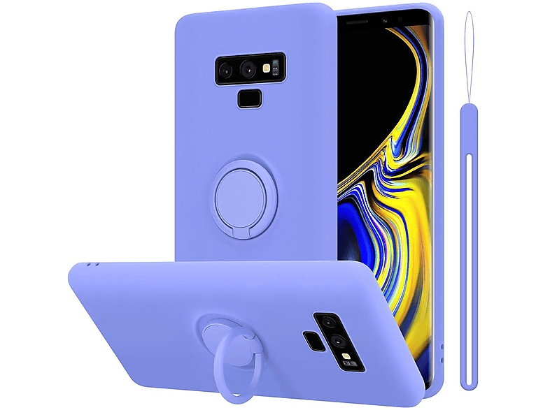 CADORABO Hülle NOTE LILA Liquid LIQUID Galaxy HELL Ring Backcover, Silicone Style, Case 9, Samsung, im