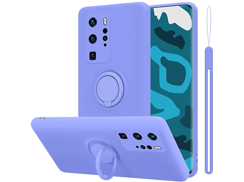 im Ring Silicone Case Hülle P40 Style, / Backcover, CADORABO PRO+, LIQUID PRO HELL Huawei, Liquid P40 LILA
