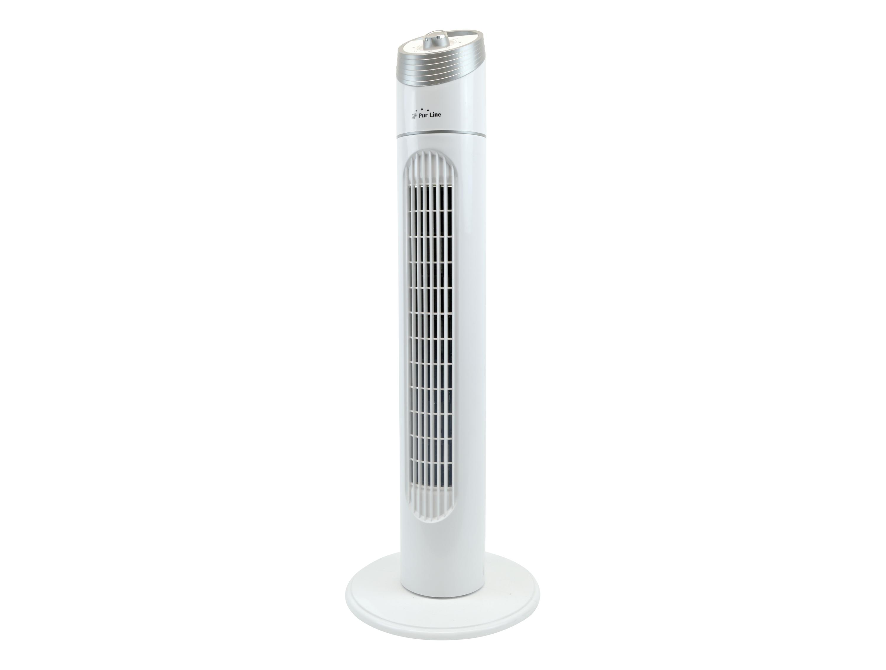 PURLINE Leiser 40-Watt-Turmventilator mit 3 Turmventilator Grau Oszillation Watt) automatischer (40 und Geschwindigkeiten