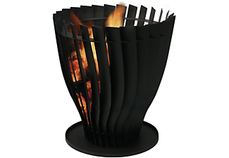 PURLINE Feuerschale für den Aussenbereich ,exklusives längliches Design aus schwarzem Stahl Kohlenbecken, Schwarz