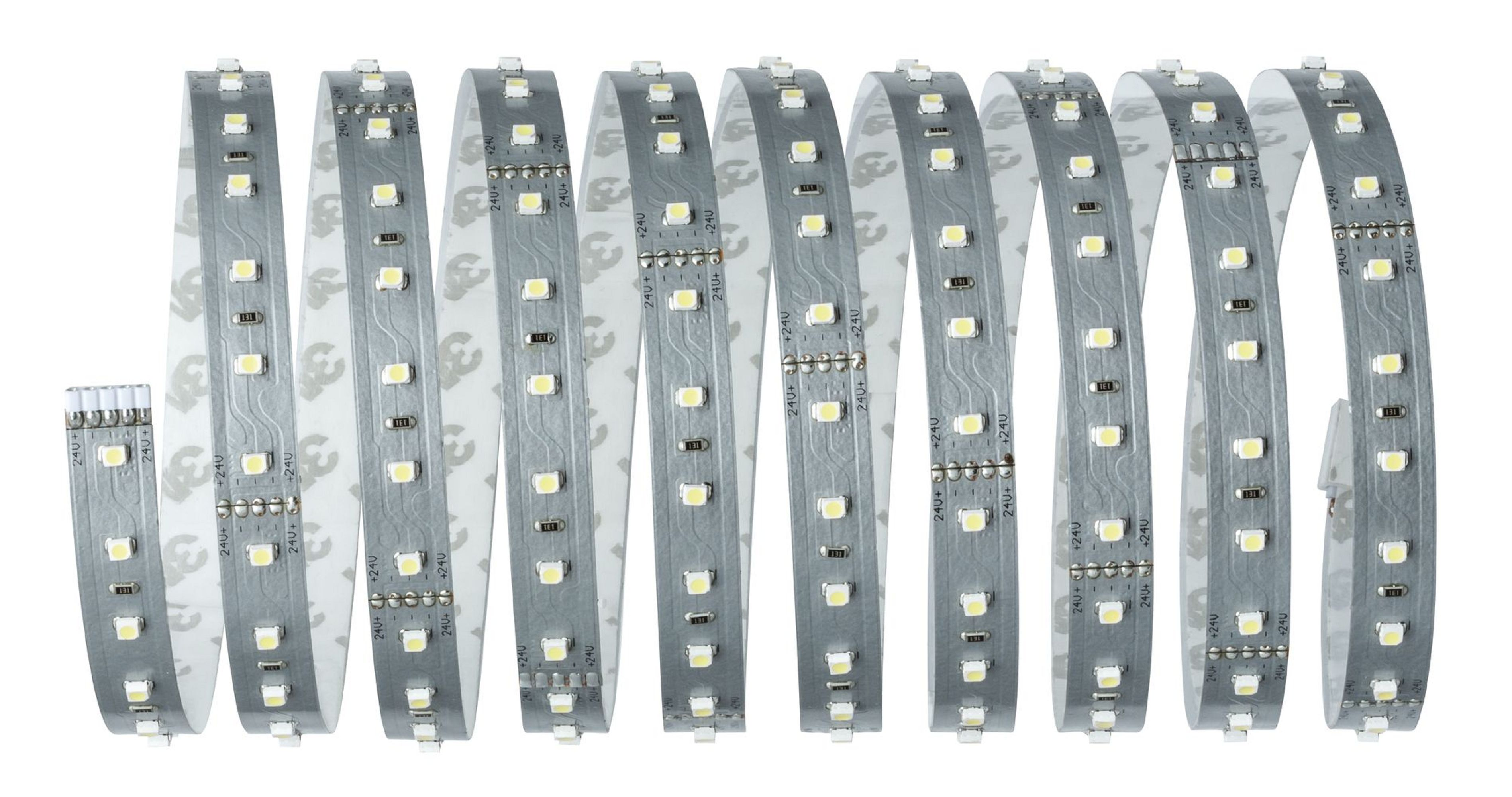 LED-Streifen. Mehrere Streifen sind gerollt. Sie sind silberfarben mit weißen LEDs.