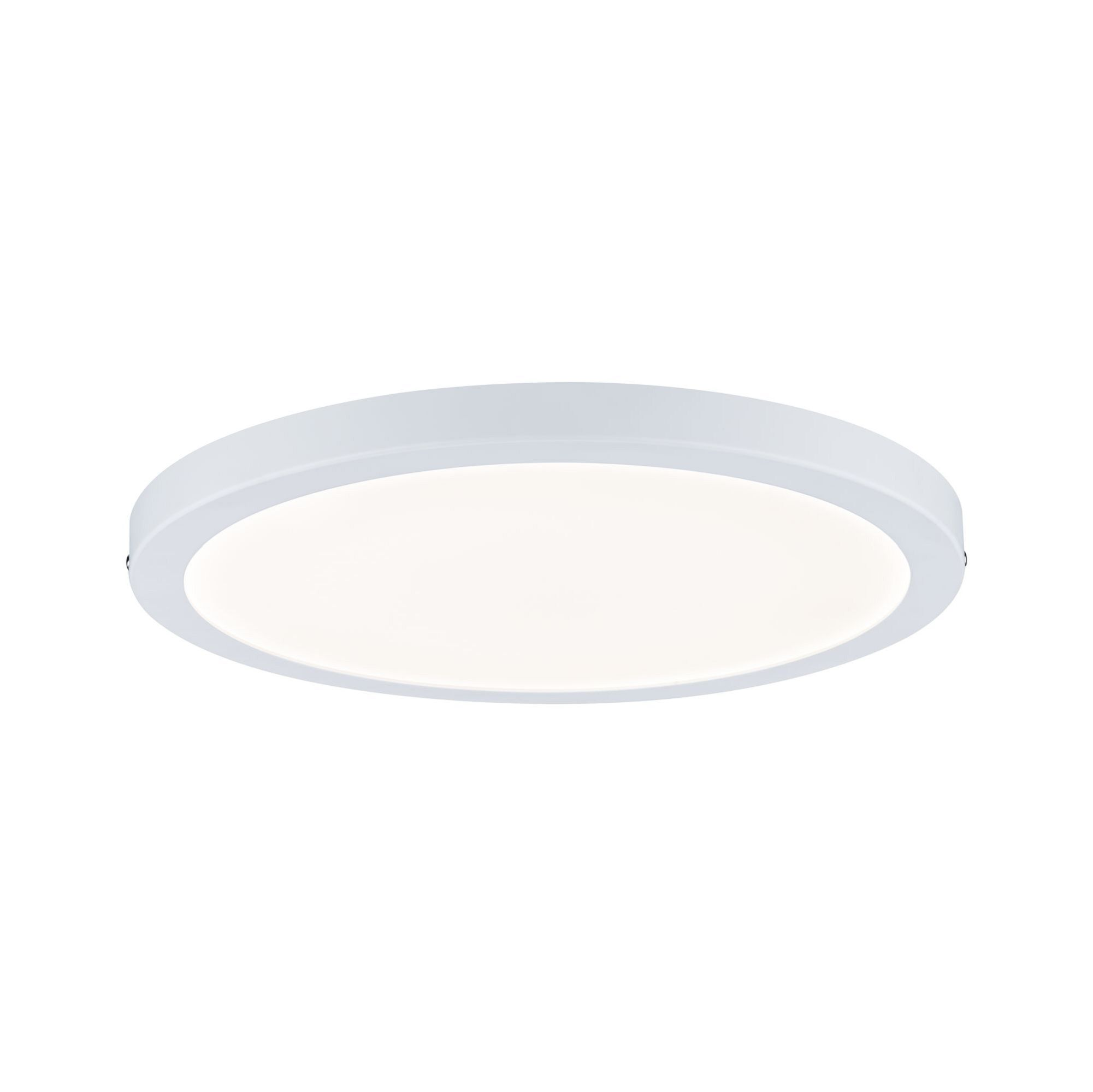 Un apparecchio per plafoniera rotondo bianco su sfondo bianco.