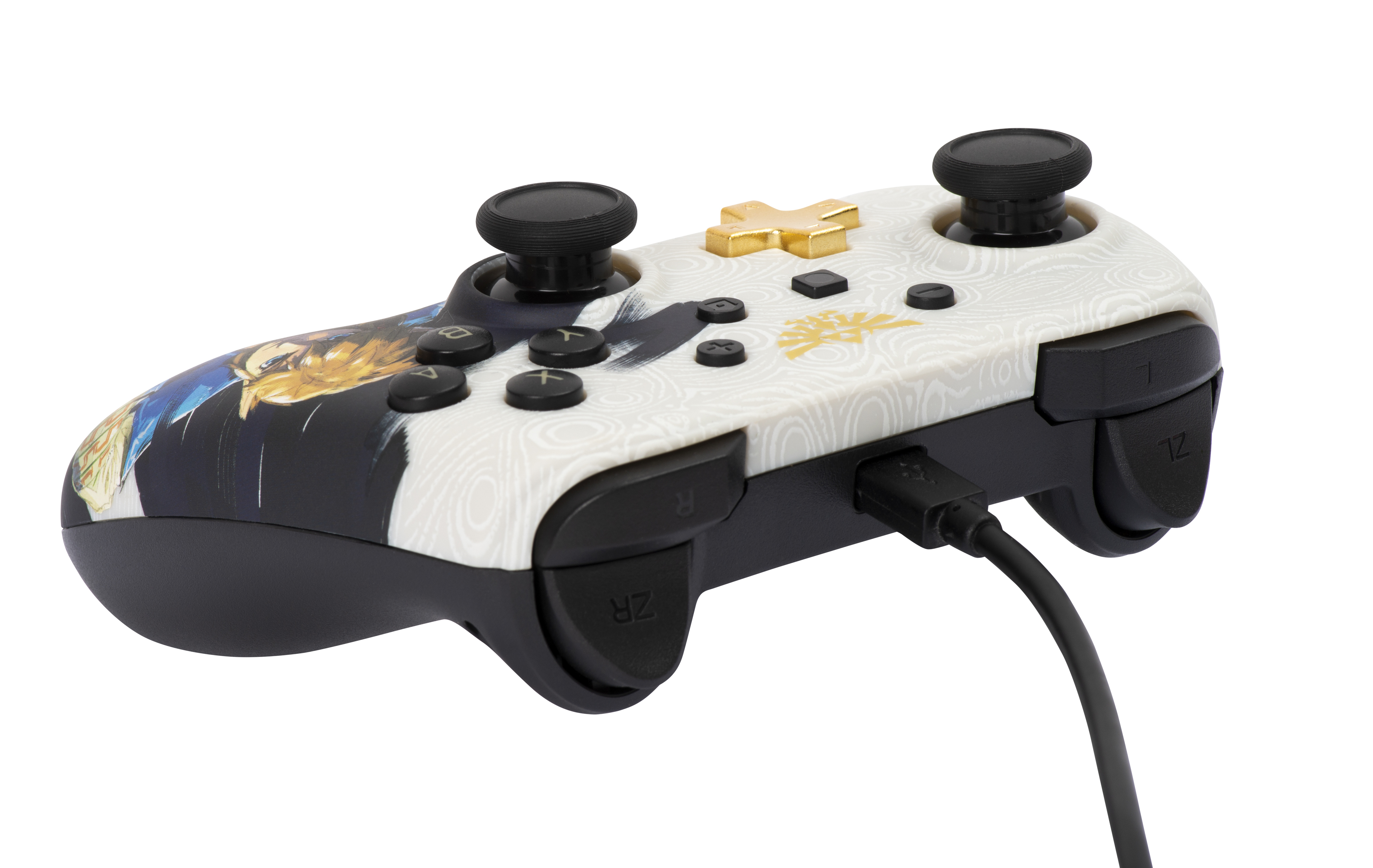 Gaming-Controller mit Kabel. Mit Knöpfen und Joystick.