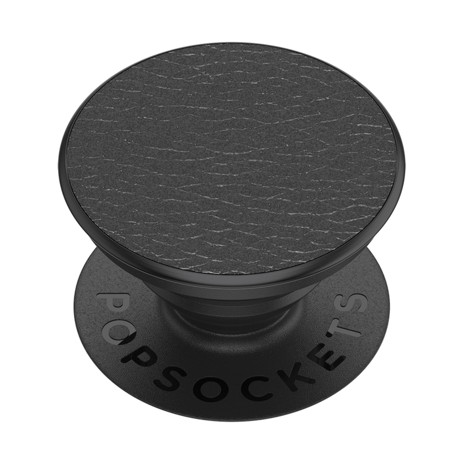 POPSOCKETS PopGrip Black Schwarz Handyhalterung, Leather Vegan Premium