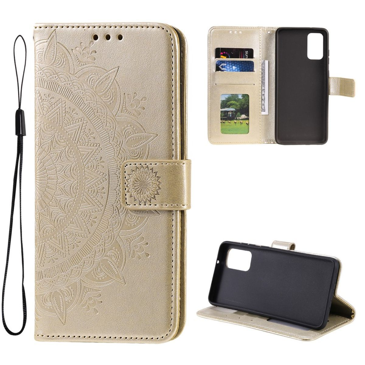 COVERKINGZ Klapphülle mit Mandala Gold M23 Bookcover, Muster, Samsung, 5G, Galaxy
