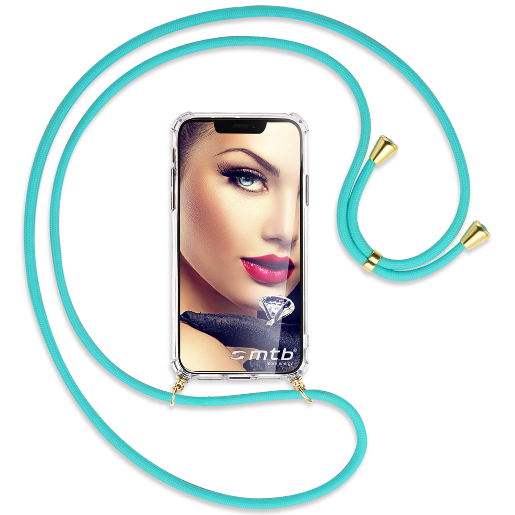 MTB MORE ENERGY Umhänge-Hülle mit Phone 7 gold RoG Backcover, Türkis / Ultimate, Kordel, Asus