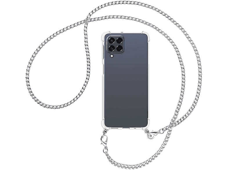 Umhänge-Hülle 5G, mit Backcover, Samsung, Galaxy Kette MTB M53 Metallkette, MORE (silber) ENERGY