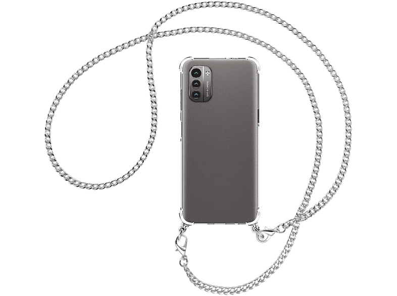 Nokia, ENERGY G21, MTB Metallkette, Backcover, mit MORE (silber) Umhänge-Hülle G11, Kette