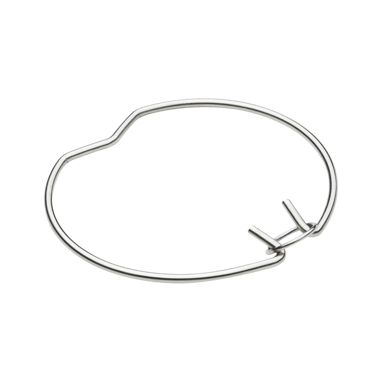 Ein silberner Metallringclip, der zum Befestigen an Objekten verwendet wird.