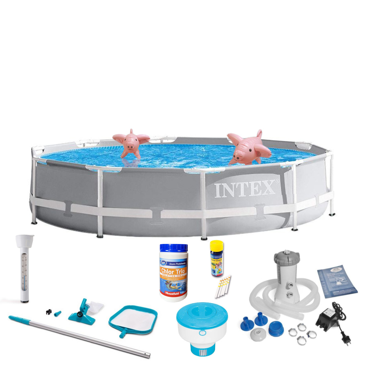 PrismFrame Zubehör Swimmingpool, 26702GN umfangreiches Pool grau + INTEX