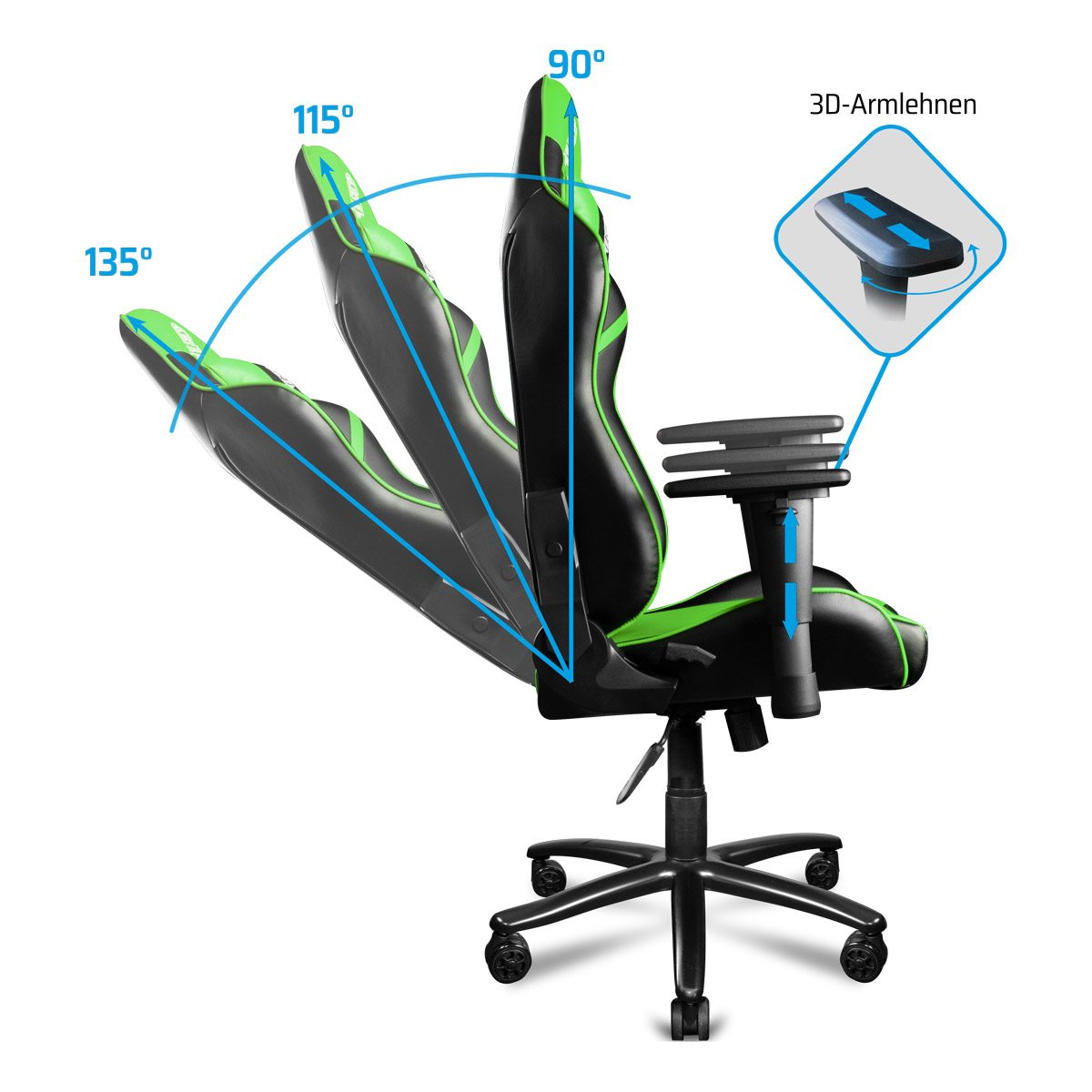 ONE GAMING Chair Pro Green - Stuhl, schwarz Gaming grün