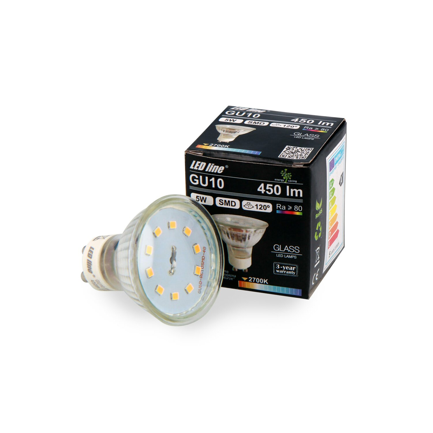 LINE Warmweiß LED Leuchtmittel Lumen 5W GU10 450 LED 5x