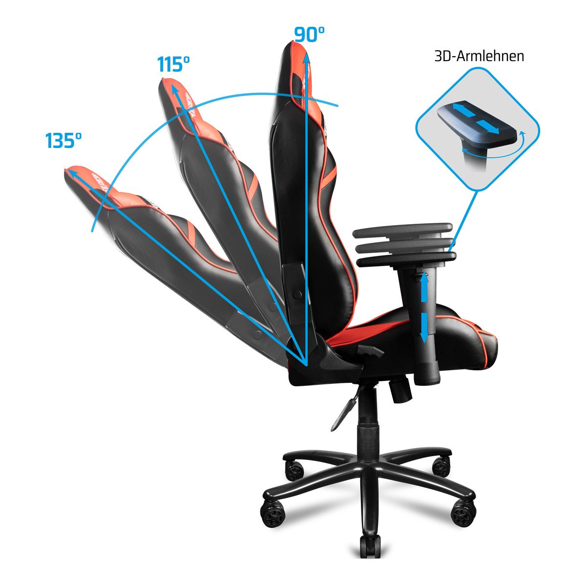 ONE GAMING Chair Pro Gaming Stuhl, Red / rot schwarz