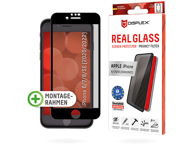 DISPLEX Privacy Glass 3D Displayschutz(für Apple iPhone 6/7/8/SE (2020 ...