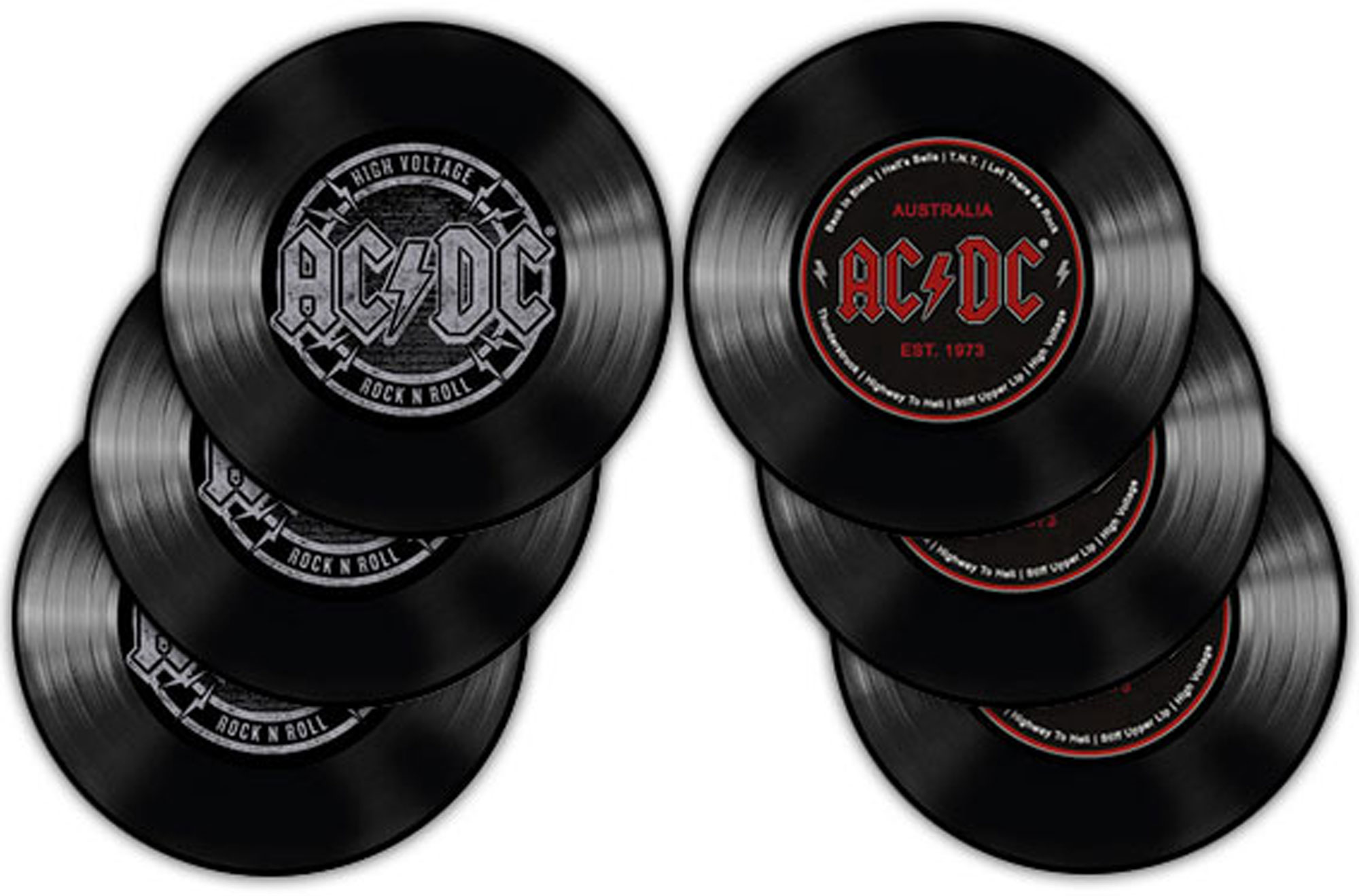 6er Untersetzer Set AC/DC - - Schallplatte