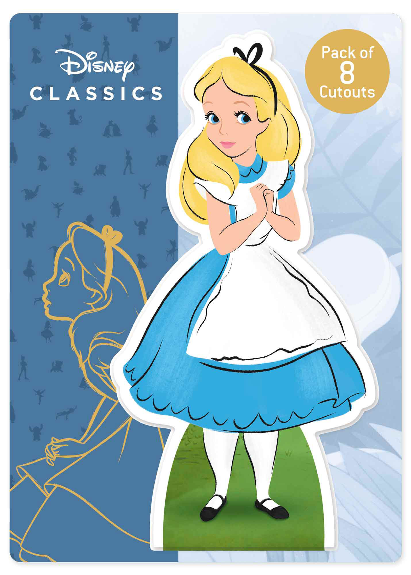 Ein Disney Classics-Ausschnitt von Alice im Wunderland, die mit verschränkten Händen steht.