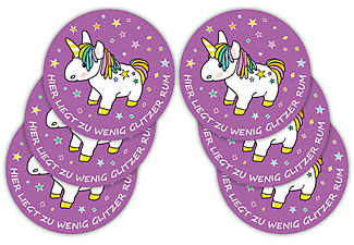 Untersetzer - 6er Set - Einhorn - Glitzer
