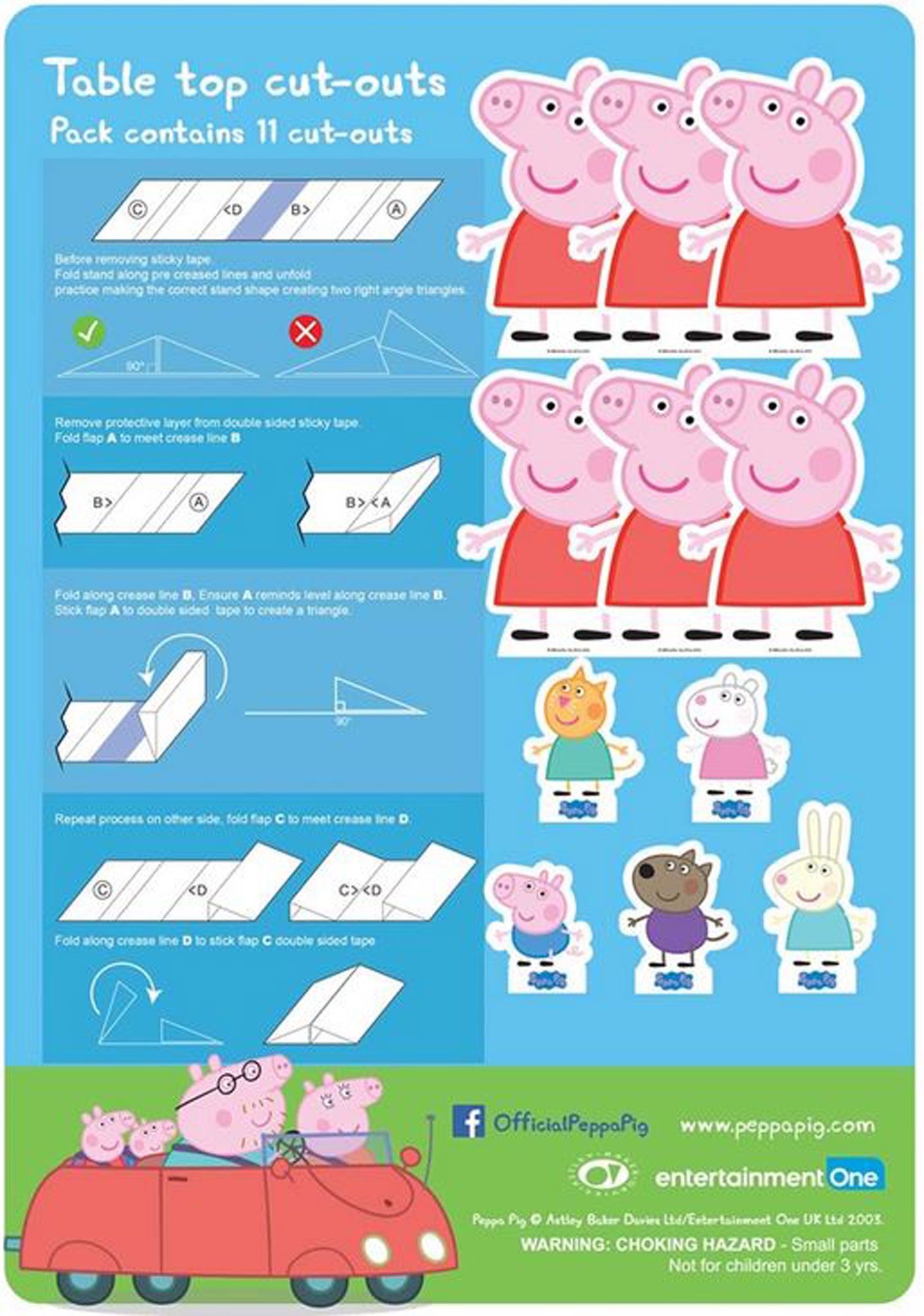 Ein Blatt mit Peppa Wutz-Ausschnitten und Anweisungen. Enthält Peppa Wutz-Figuren, Familie und Anweisungen.