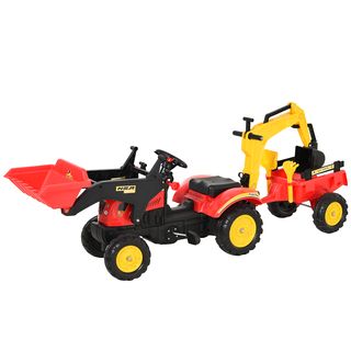 Tractor a Pedal - HOMCOM Remolque Excavador, Pala Frontal, +3 Años, 179x42x59cm