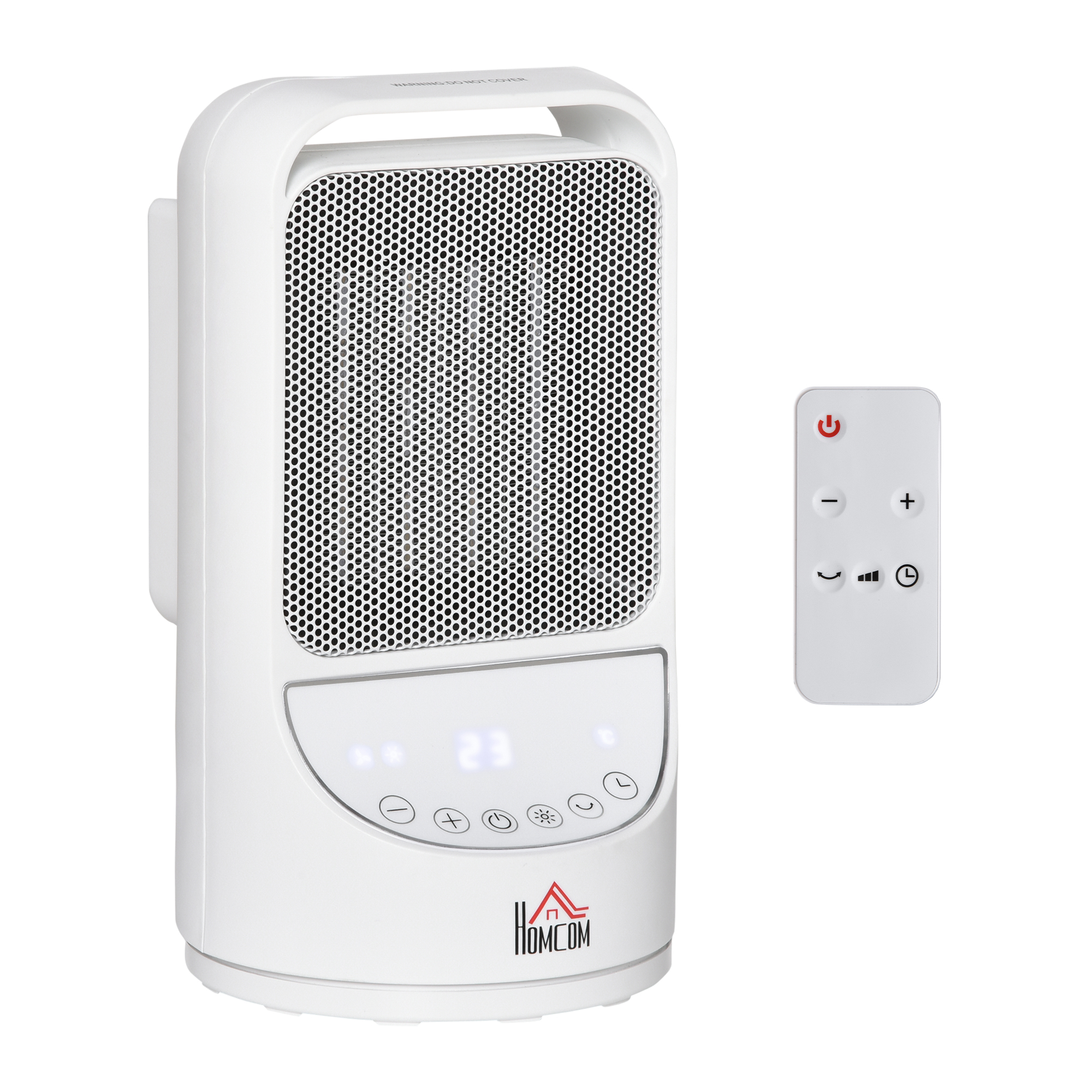 Homcom Calefactor 2 niveles de potencia 750w1500w con mando a distancia temporizador 12h 3 modos viento y 45° oscilación silencioso ø15x28 45º 820252v90 1000 2000w