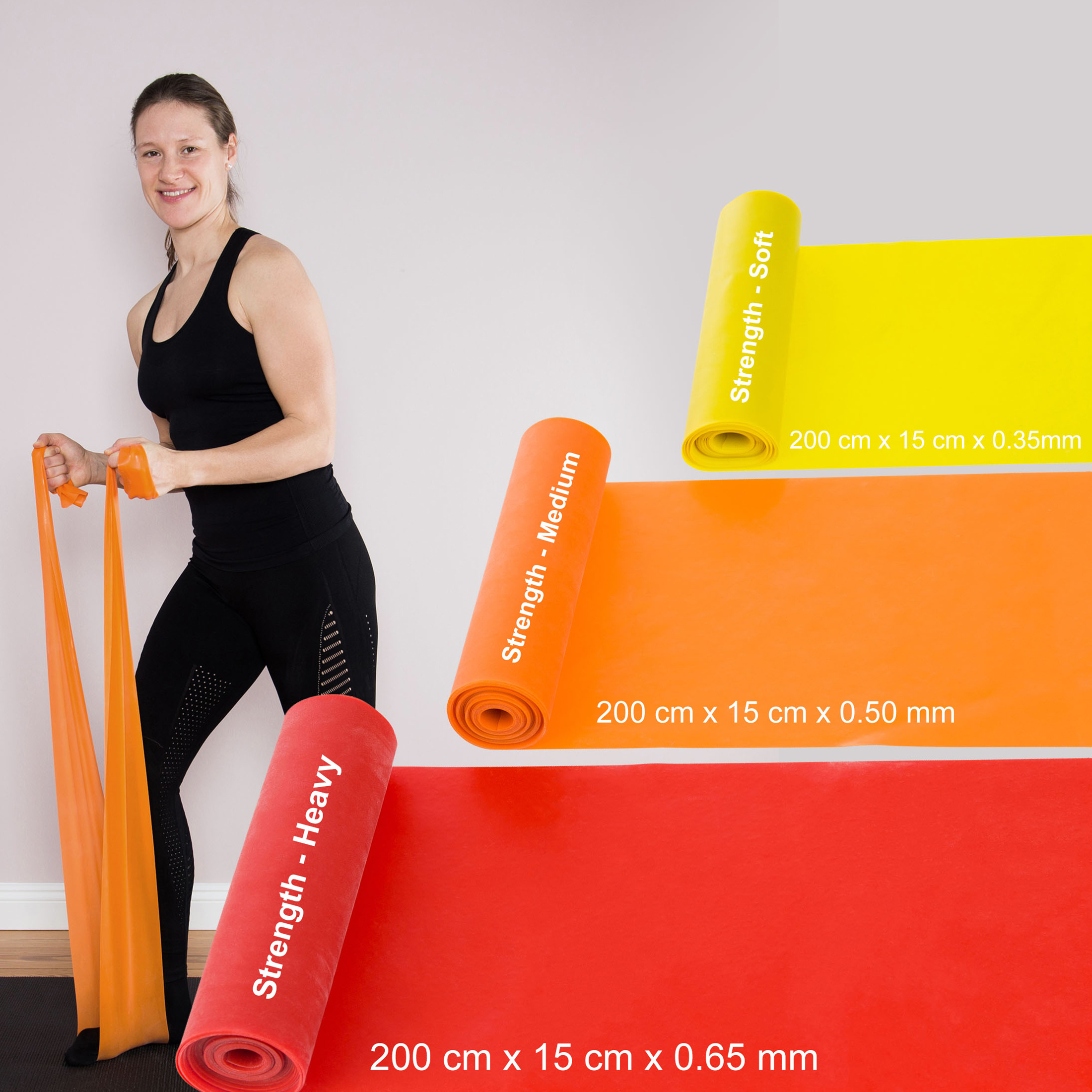 ZOOMYO elastisches Trainingsband Stretchband, Widerstand, Fitnessband Elastische für Krafttraining zuhause unterschiedlichem Orange mit