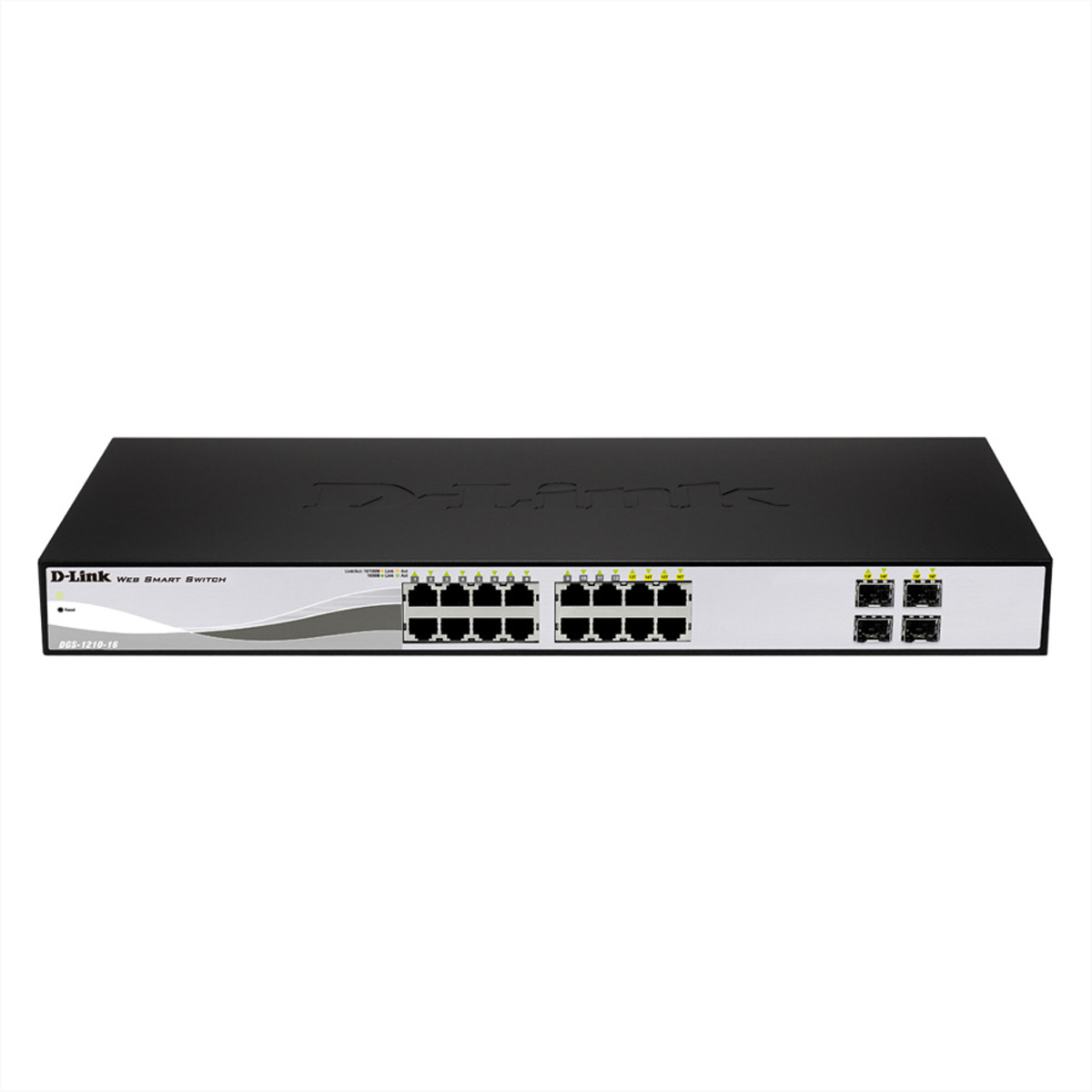 Uno switch web smart D-Link nero con più porte.
