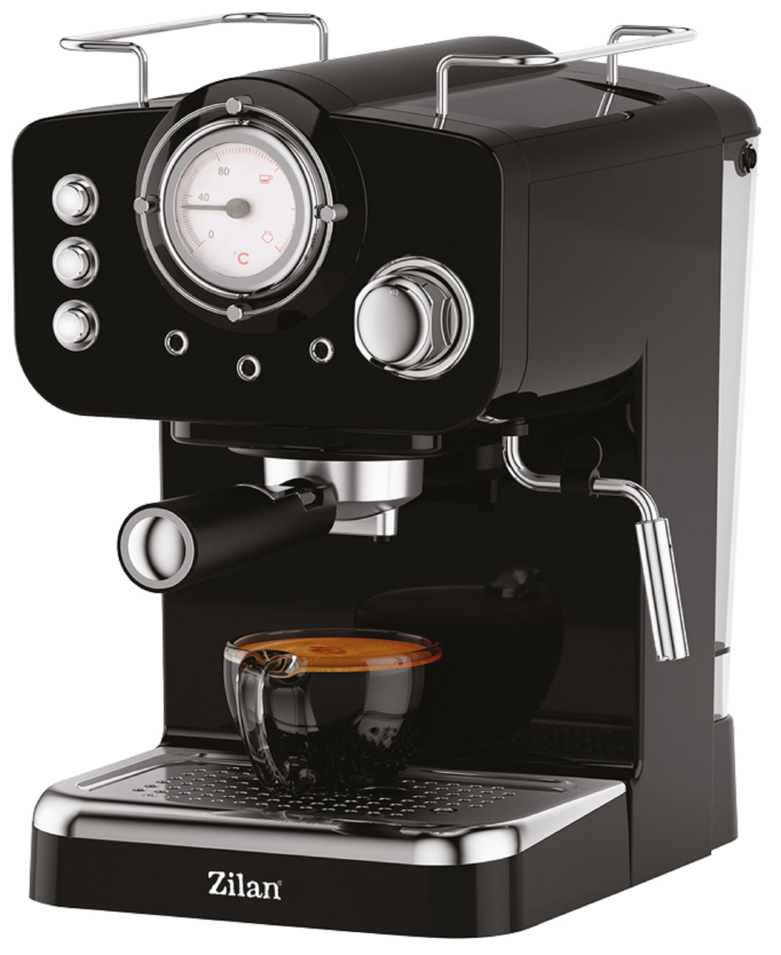 ZILAN ZLN2991 Retro 15 Bar 1100 W Süt Köpürtücülü Manuel Espresso Makinesi Siyah