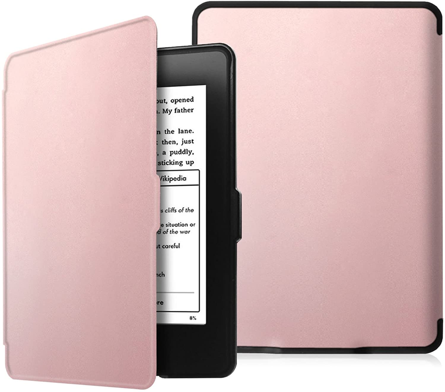 Tablethülle Kunstleder、Polycarbonat, Bookcover FINTIE für Kindle Hülle Roségold