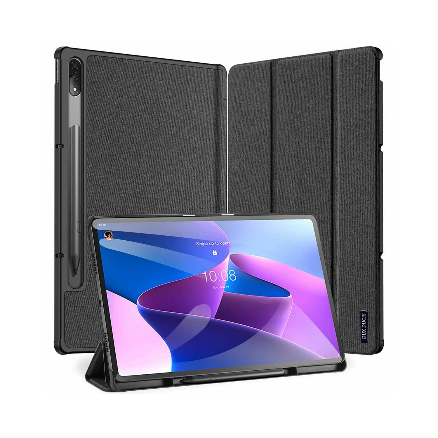 Tablethülle P12 Backcover TAB Leder, Buch DUCIS für ökologisches Schwarz LENOVO PRO Tasche 12.6\