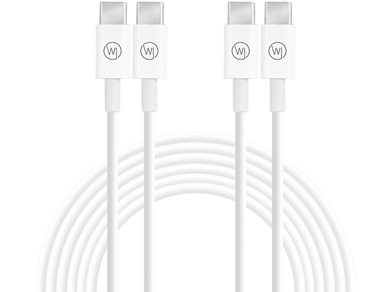 WICKED CHILI 2x USB C auf USB-C Kabel (1m / 3A / 20V / 60W) Fast Charge Ladekabel für iPad Pro und MacBook Air, Ladekabel, 1 m, weiss