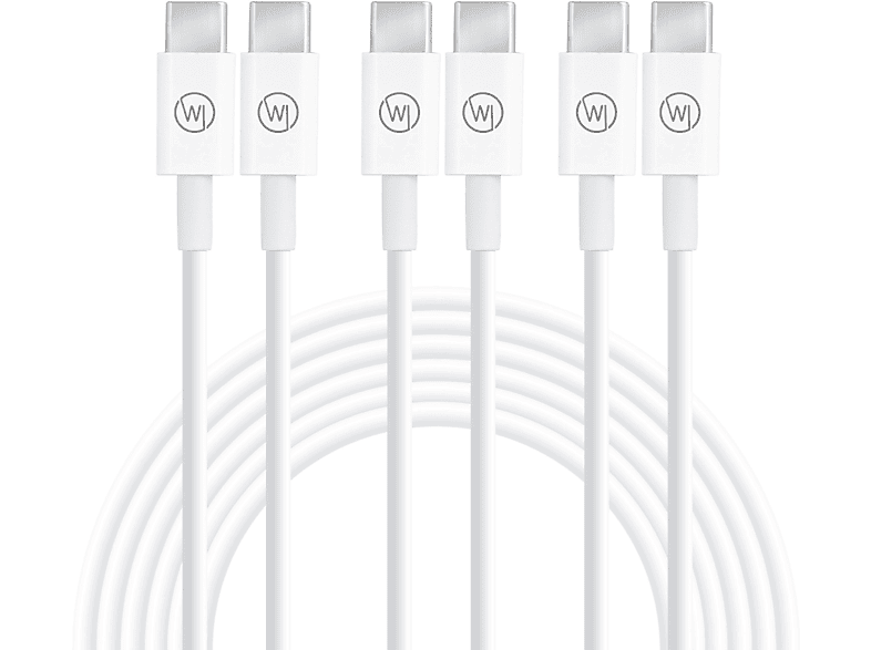 WICKED CHILI 3x USB C auf USB-C Kabel (1m / 3A / 20V / 60W) Fast Charge Ladekabel für iPad Pro und MacBook Air, Ladekabel, 1 m, weiss