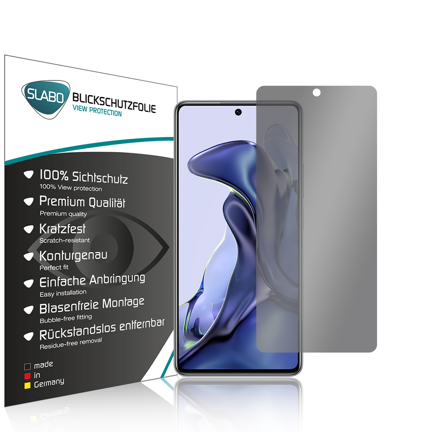 SLABO Blickschutz Pro) | Displayschutz(für 360° Schwarz View 11T Protection 11T Xiaomi