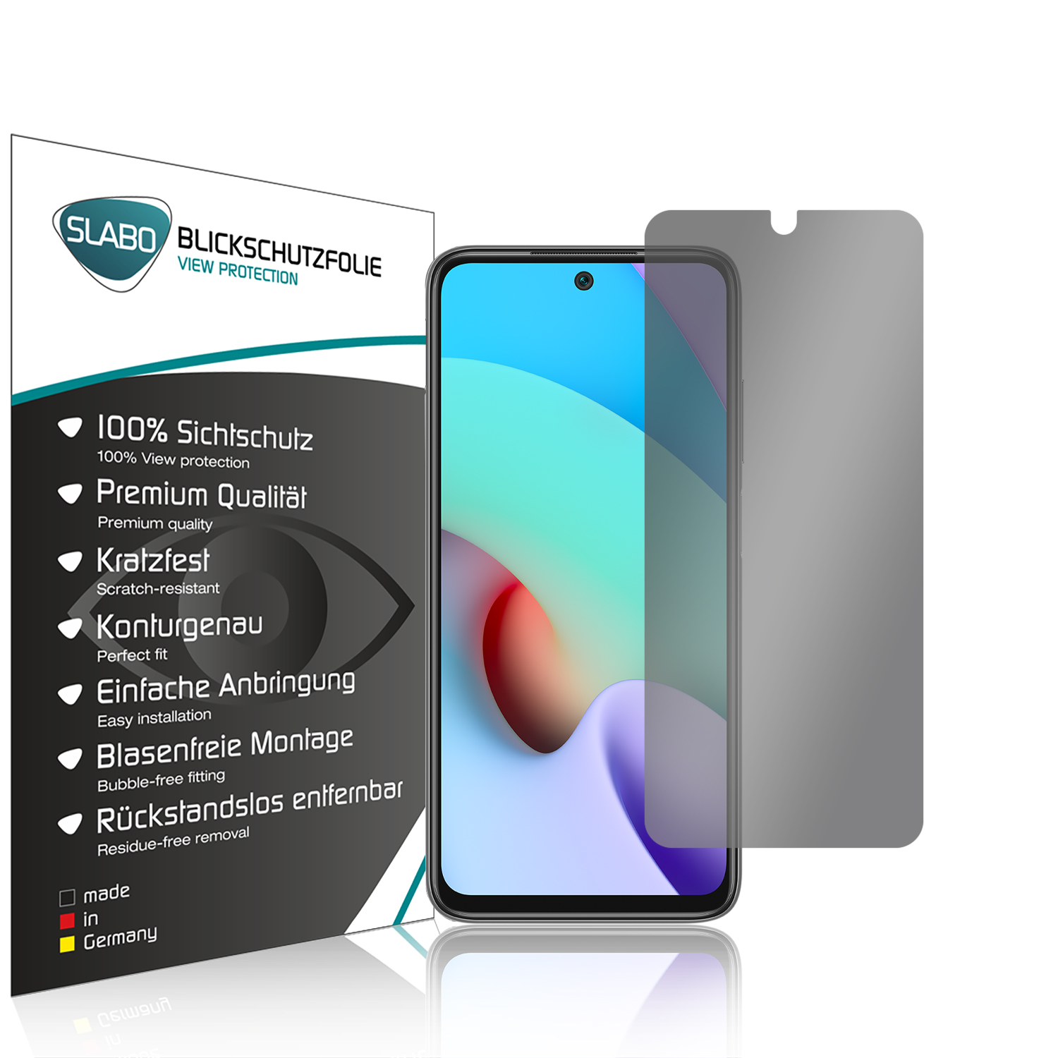 Redmi Displayschutz(für Blickschutz 360° Schwarz Xiaomi (2021 2022)) 10 View SLABO Protection |