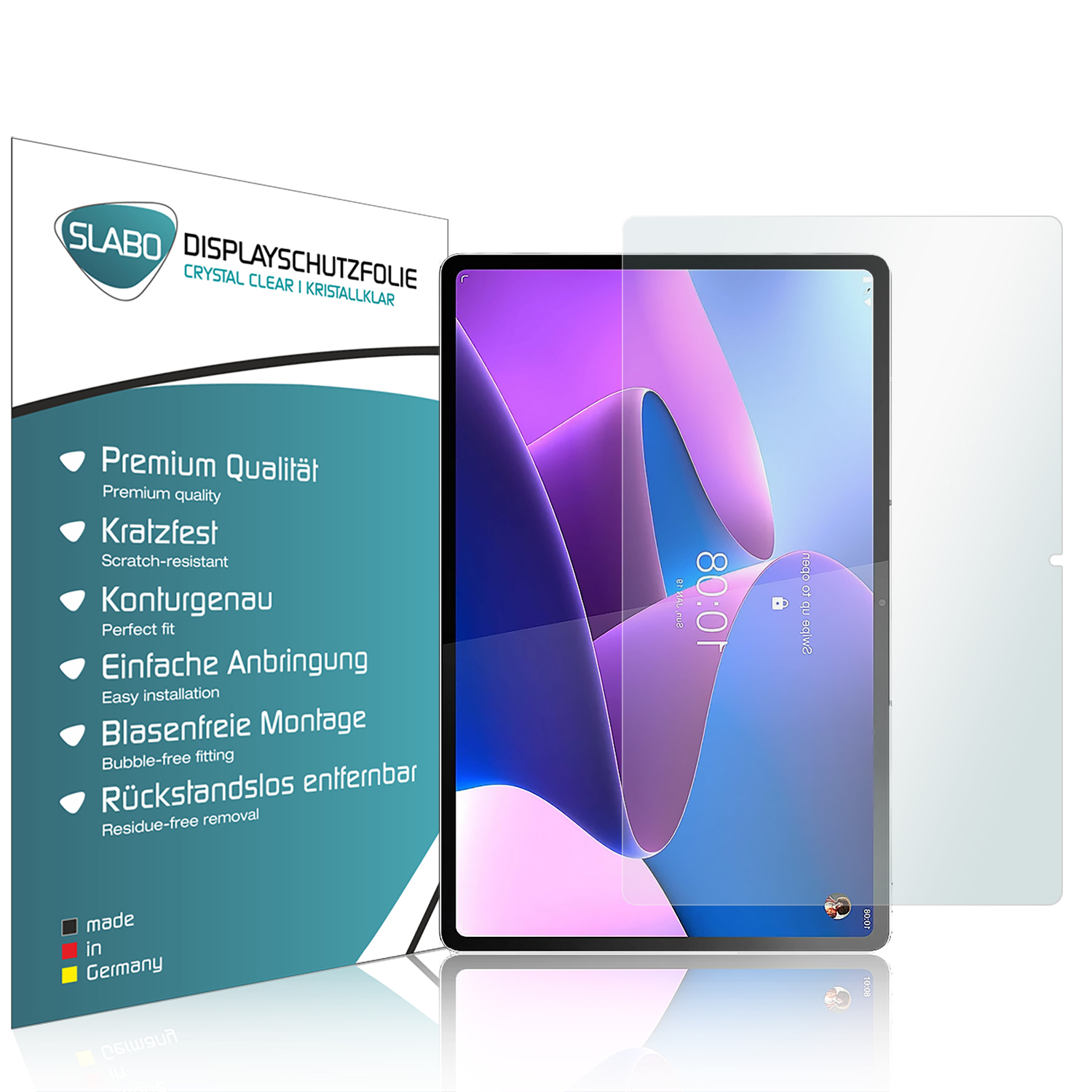 SLABO 4 Pro) Crystal Displayschutzfolie Lenovo Displayschutz(für Tab x Clear P12