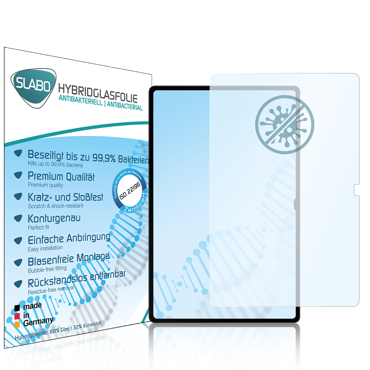 Samsung flexible Ultra antibakterielle Displayschutz(für Hybridglasfolie SLABO Tab | (5G S8 / Galaxy (SM-X906B Wi-Fi) SM-X900N))