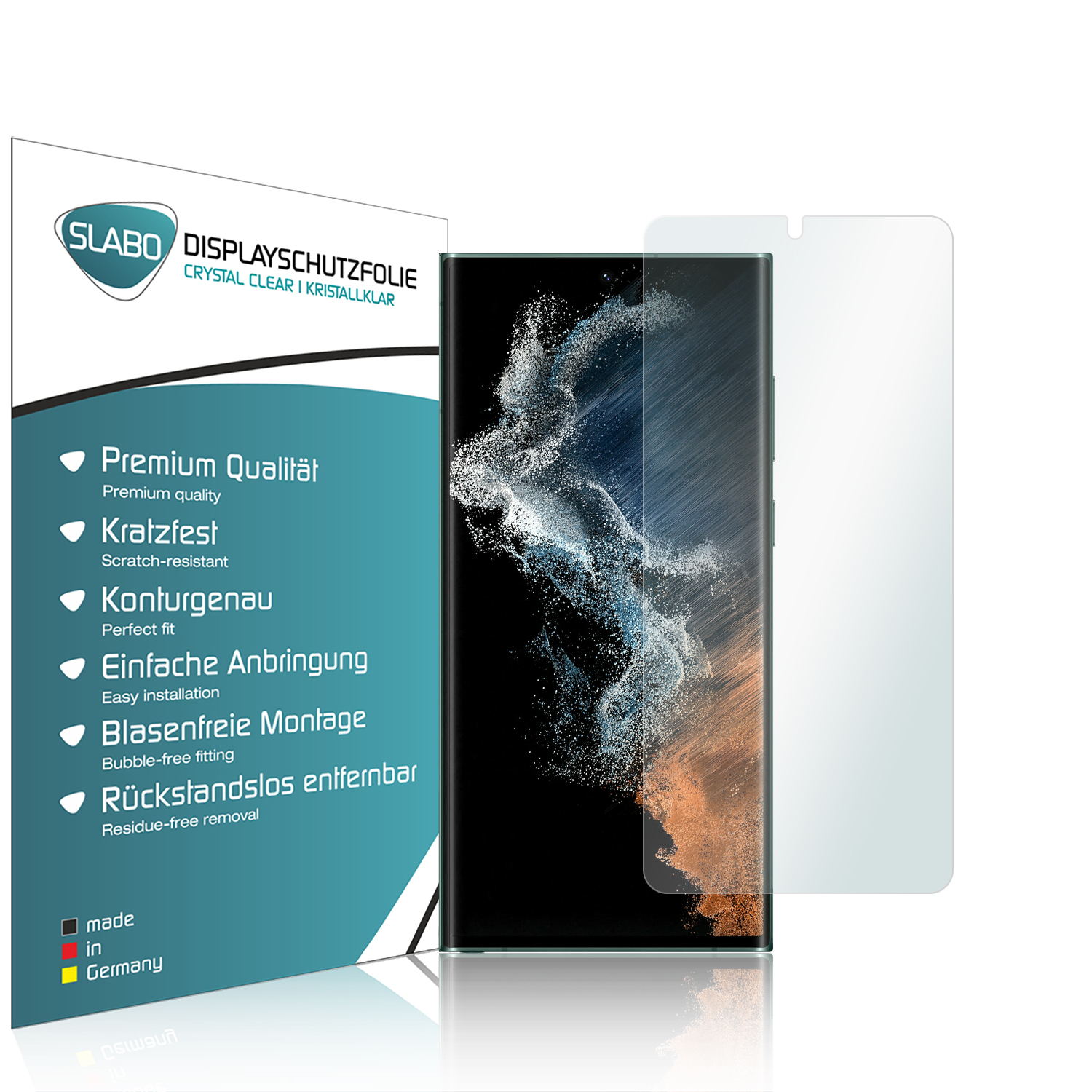 SLABO 4 x Displayschutzfolie Clear Galaxy Crystal S22 Samsung Ultra) Displayschutz(für