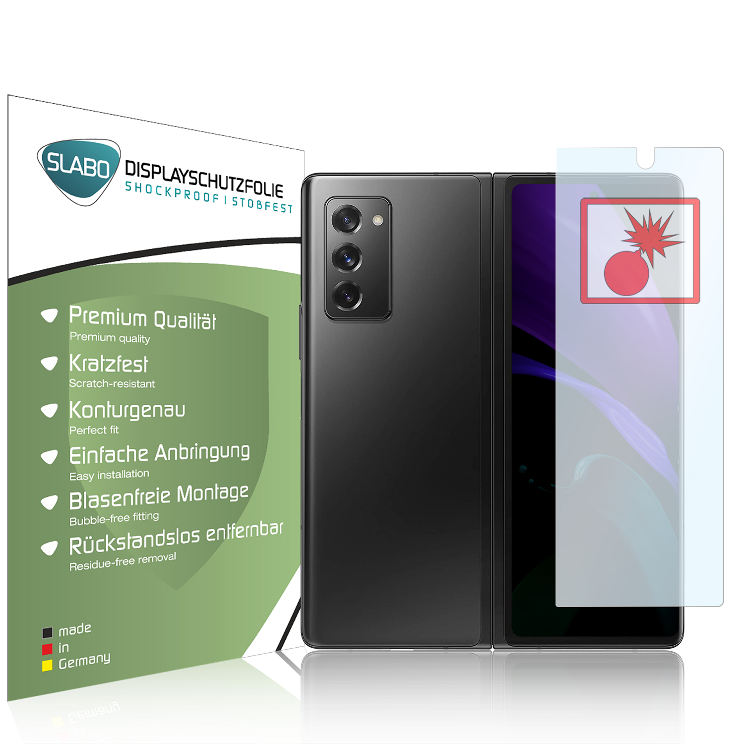 5G) Panzerschutzfolie Samsung Fold2 SLABO Displayschutz(für Shockproof Galaxy Z 2x