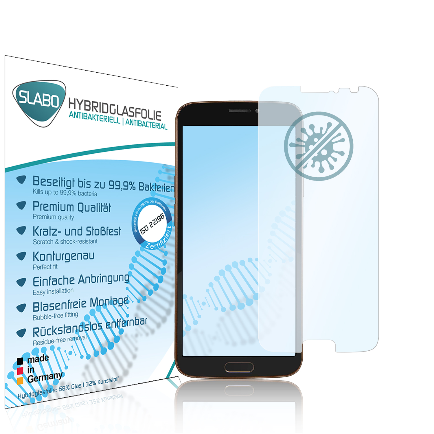Hybridglasfolie 8080) antibakterielle SLABO Doro Displayschutz(für flexible