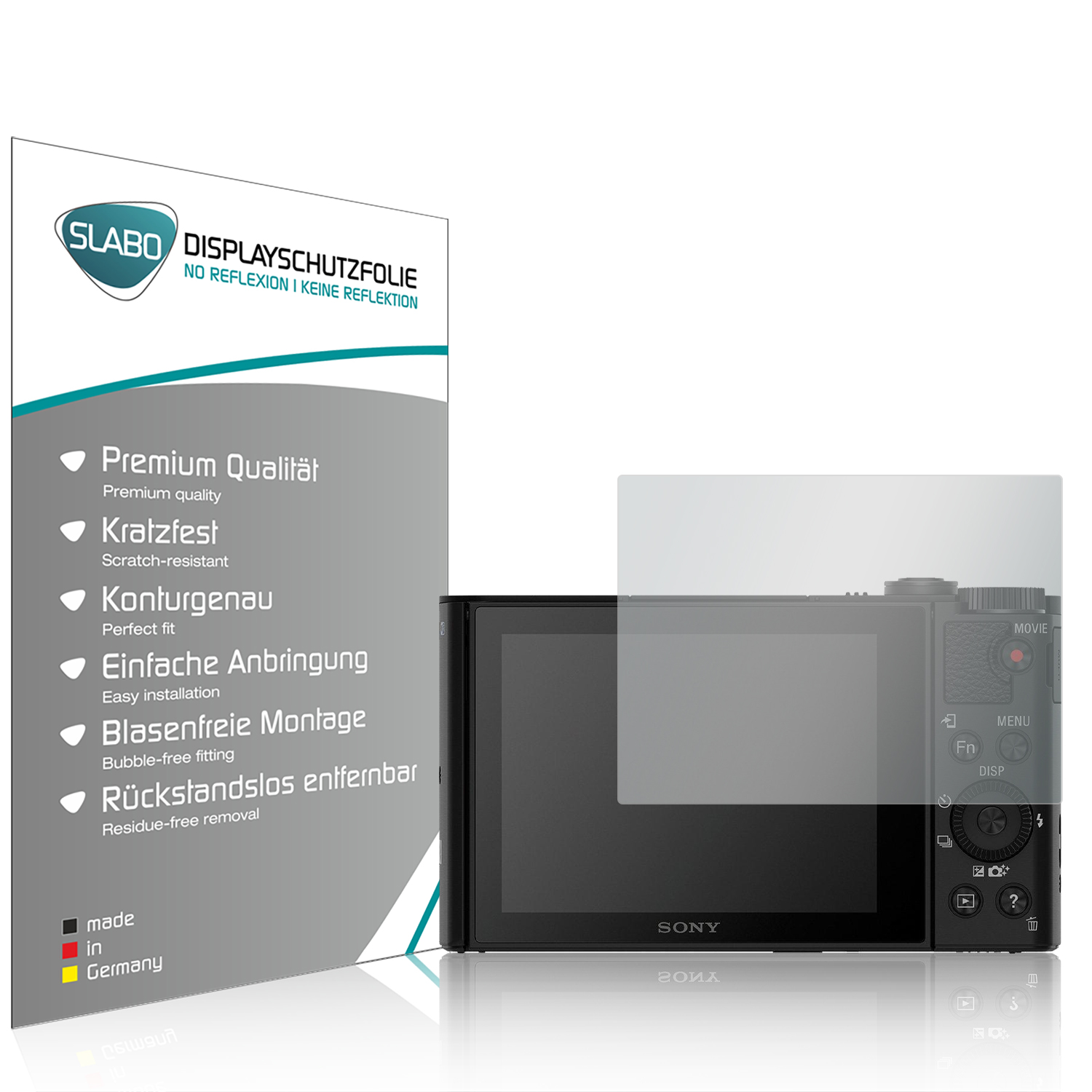 Displayschutzfolie SLABO Cyber-shot Reflexion 4 x Displayschutz(für No Sony DSC-WX500)