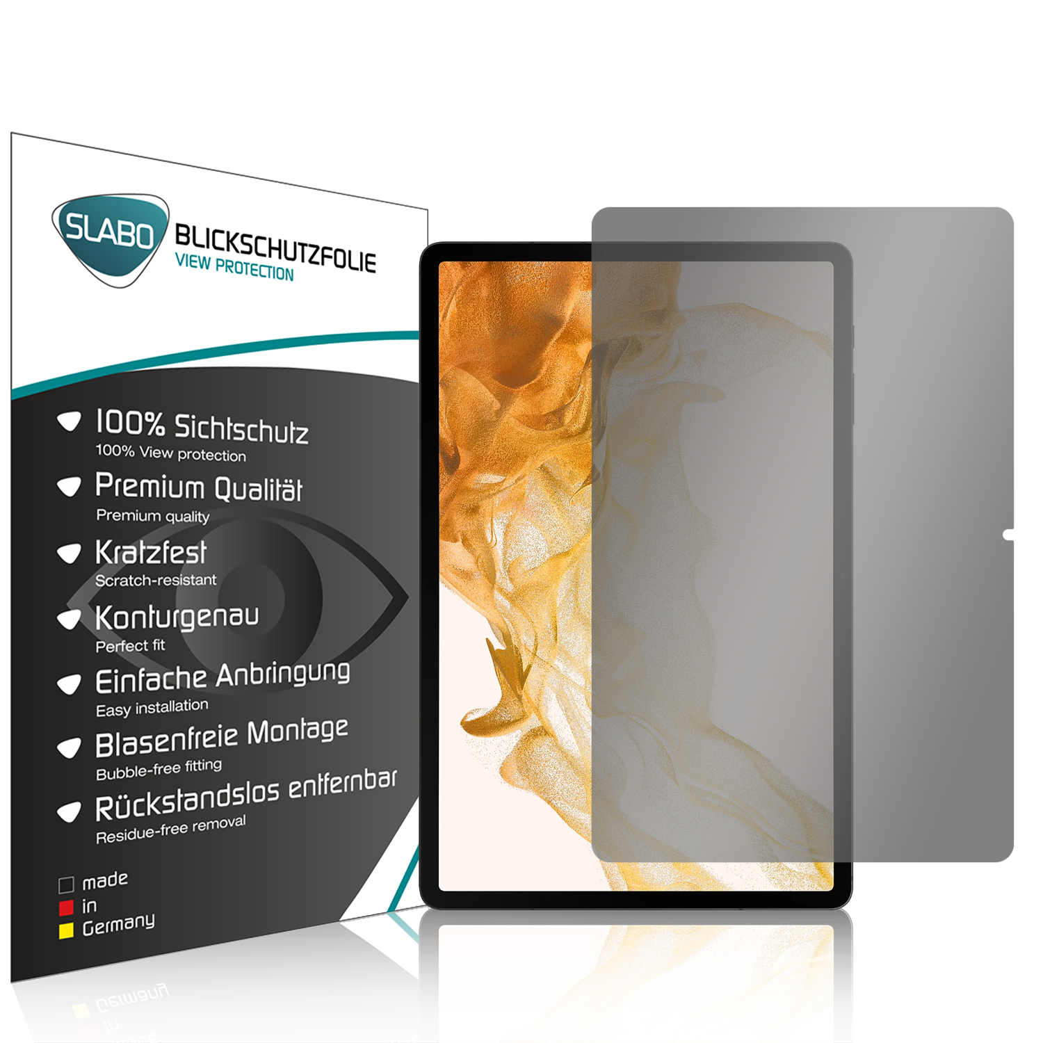 Samsung (SM-X806B Blickschutzfolie Galaxy Tab S8+ (5G SLABO / S8 SM-X800N)) Protection Plus Wi-Fi) 360° | View Schwarz | Displayschutz(für