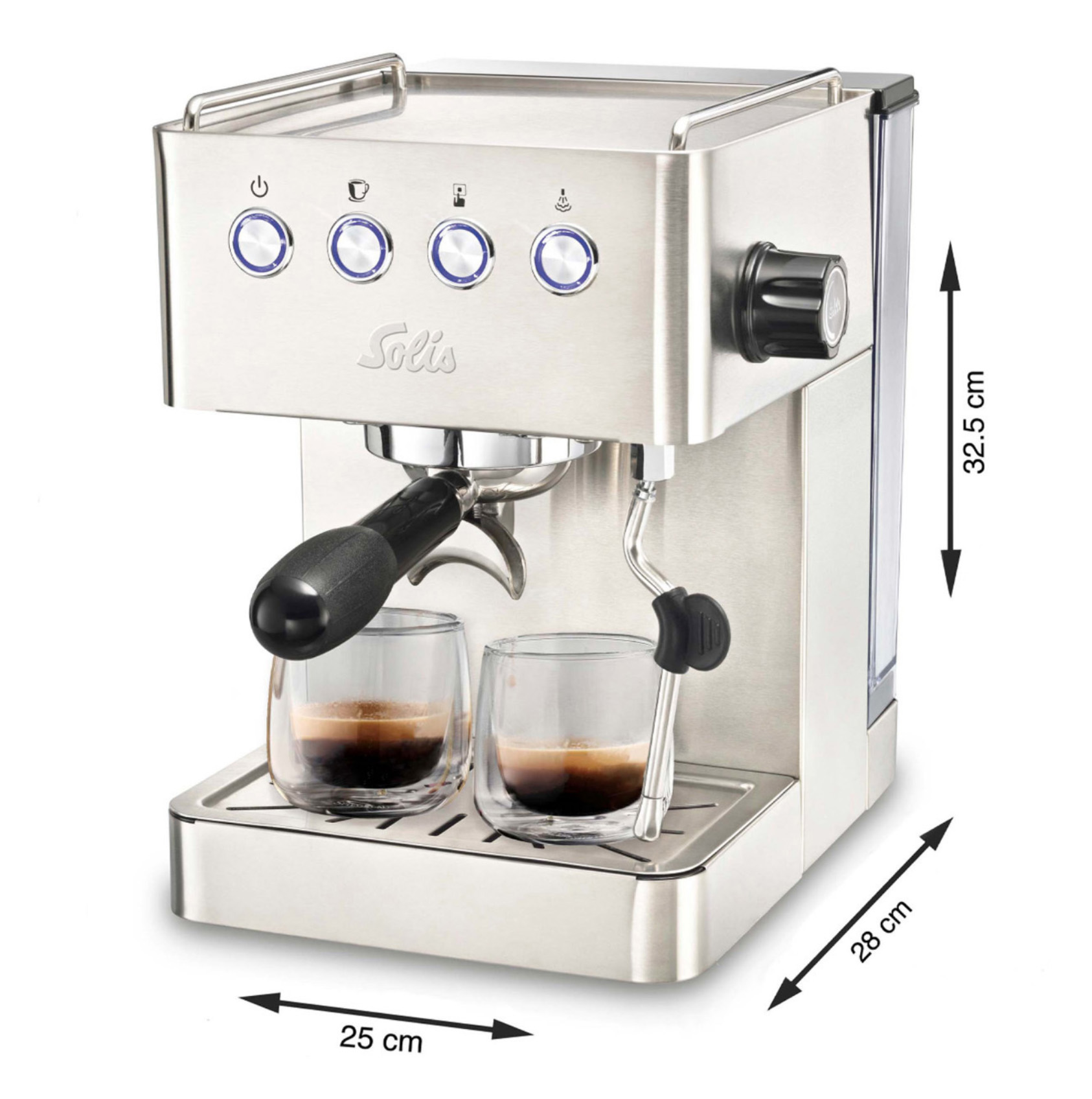 Espressomaschine OF SWITZERLAND Gusto Milchaufschäumer Barista Siebträgermaschine Gran 1014 | | SOLIS Silber