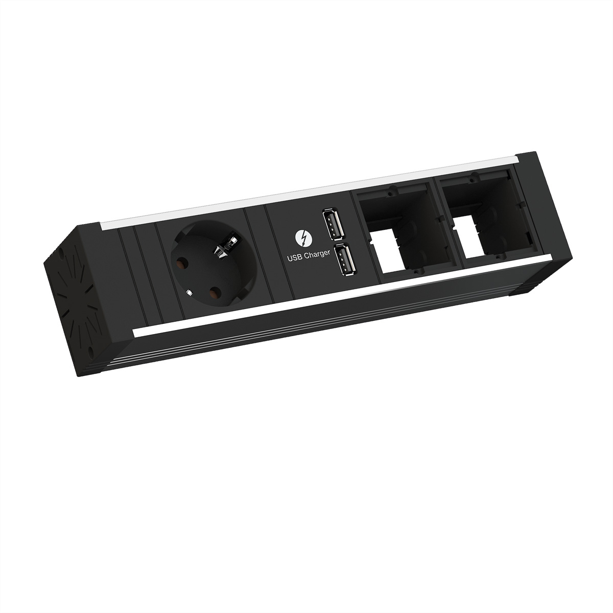 BACHMANN VENID Einbau-Anschlussfelder USB-Charger 2x ABD VENID Schutzkontakt, 1x 2x