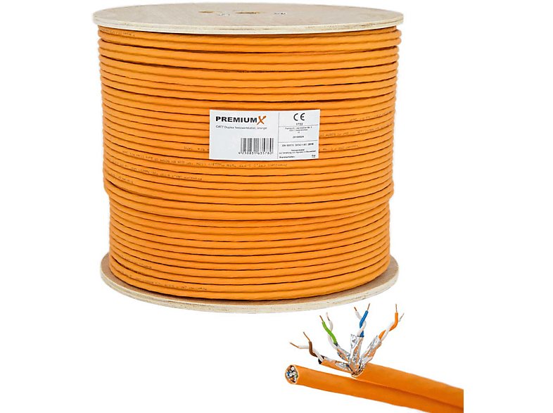 PREMIUMX 100m CAT 7 Netzwerkkabel Duplex LAN Kabel Ethernet Datenkabel, Netzwerkkabel, 100 m